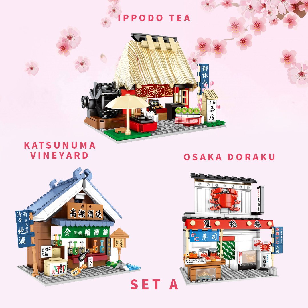 Nippombashi Dori Street Japanese Restaurants Building Sets - Kawaiies - Adorable - Cute - Plushies - Plush - Kawaii