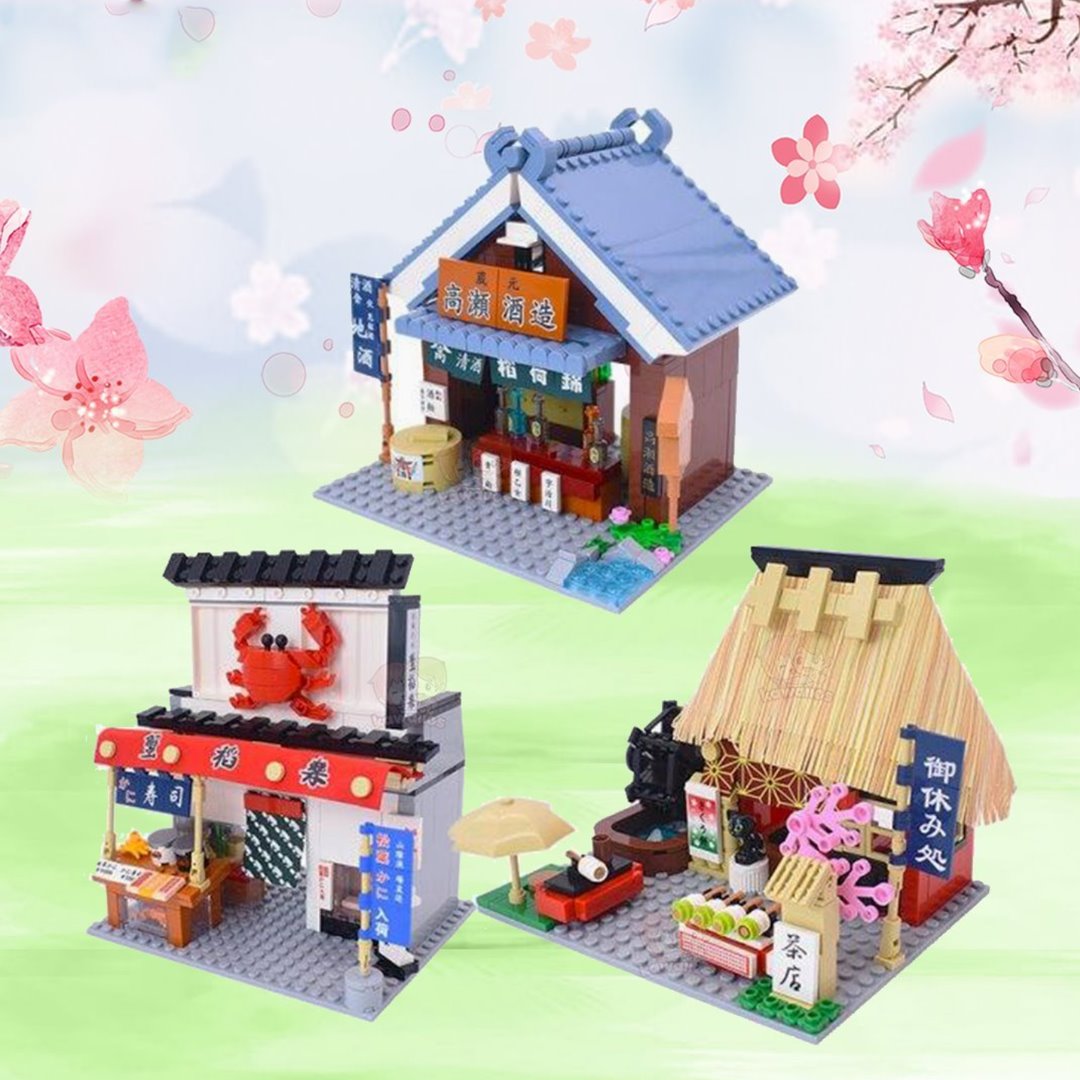 Nippombashi Dori Street Japanese Restaurants Building Sets - Kawaiies - Adorable - Cute - Plushies - Plush - Kawaii