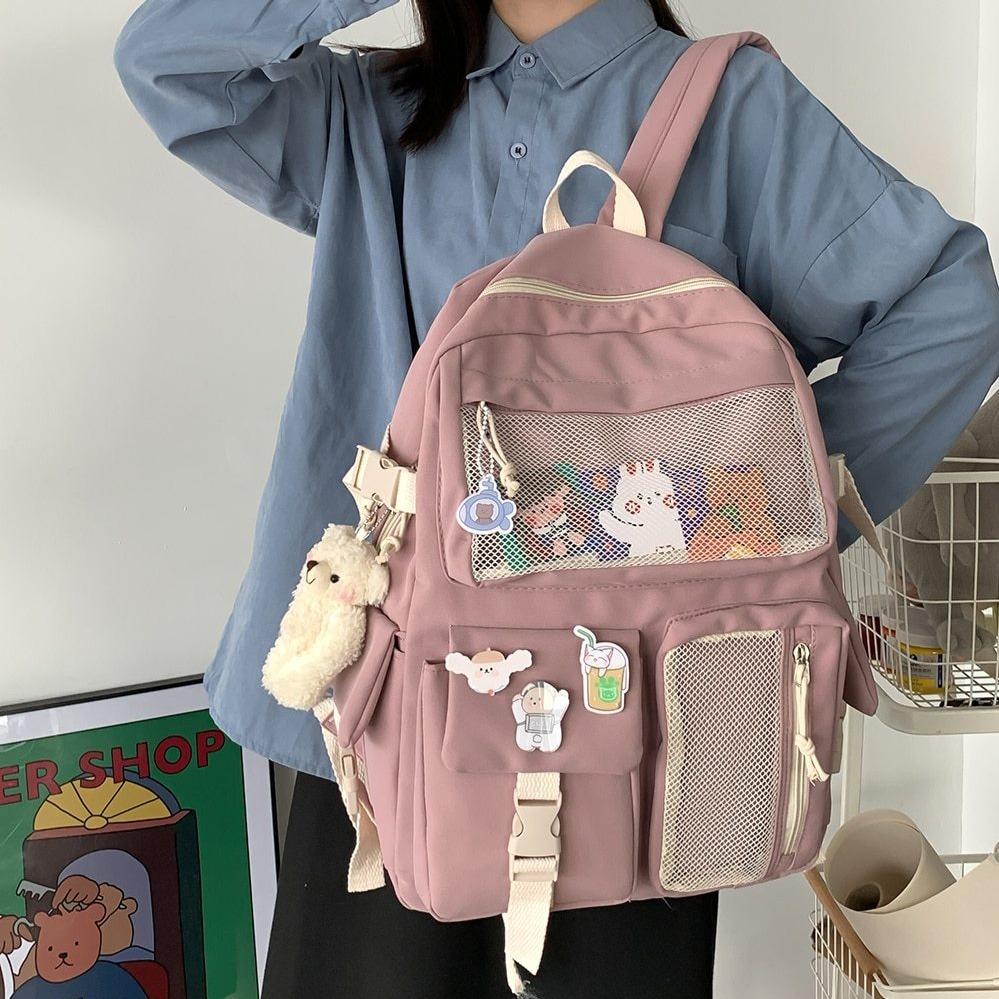 Nylon Study Besties Backpack - Kawaiies - Adorable - Cute - Plushies - Plush - Kawaii