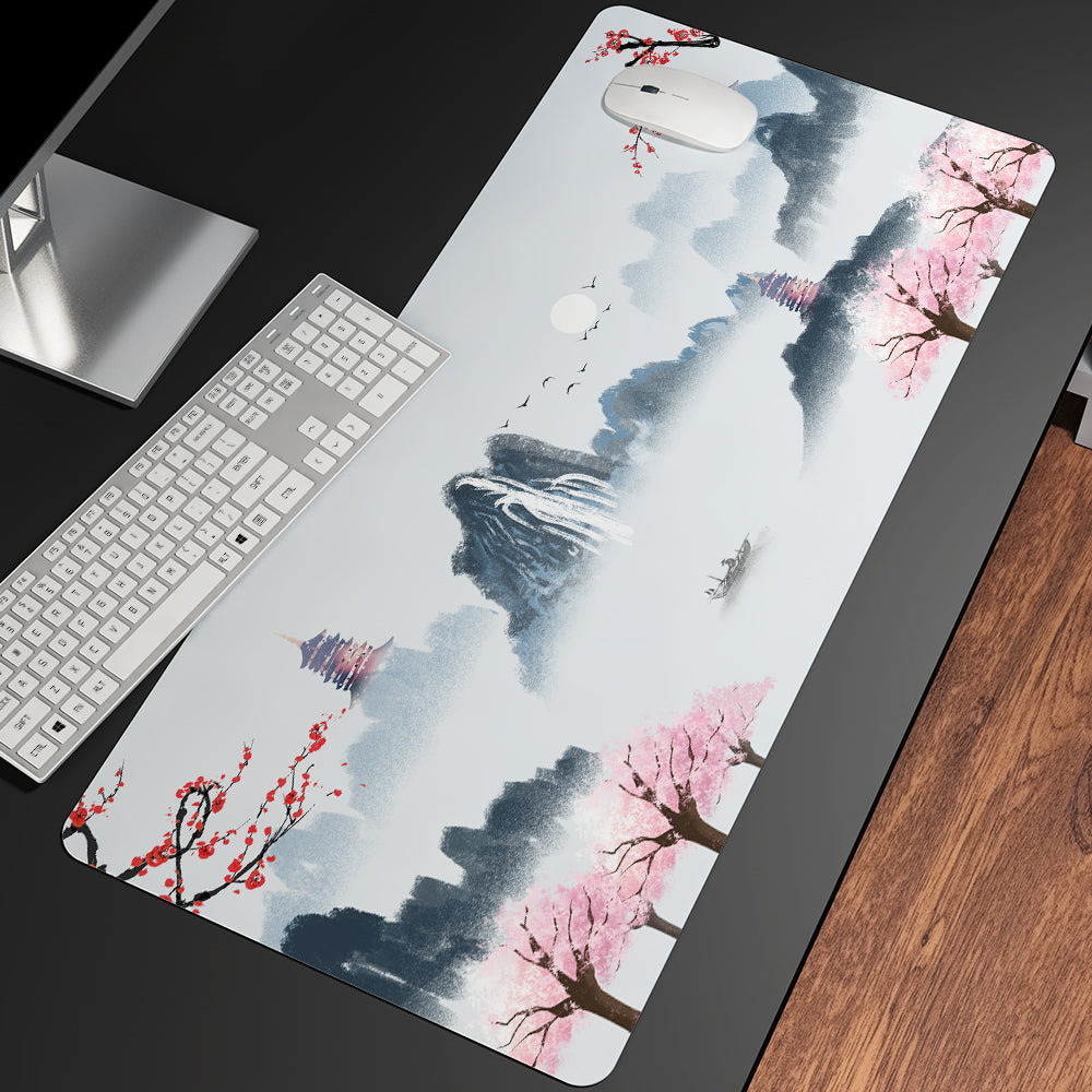 Pink Sakura Japanese Shrine Mountains Large Mouse Pad Collection - Kawaiies - Adorable - Cute - Plushies - Plush - Kawaii