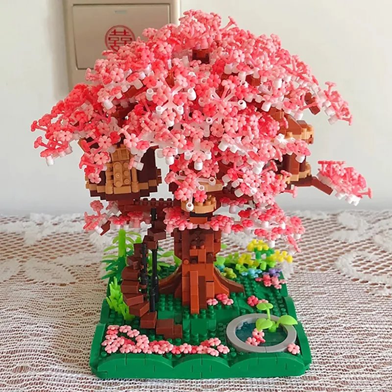 kawaiies-softtoys-plushies-kawaii-plush-Pink Sakura Tree House Pond Nano Building Blocks Build it
