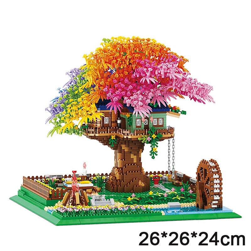 Rainbow Sakura Tree House Light Nano Building Blocks - Kawaiies - Adorable - Cute - Plushies - Plush - Kawaii