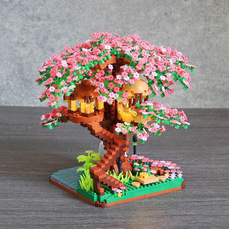 Sakura Cherry Blossom Tree House Nano Building Set - Kawaiies - Adorable - Cute - Plushies - Plush - Kawaii