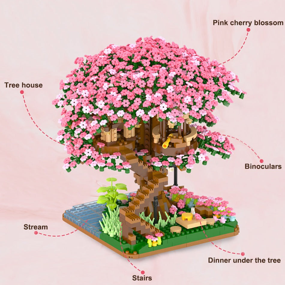 Sakura Cherry Blossom Tree House Nano Building Set - Kawaiies - Adorable - Cute - Plushies - Plush - Kawaii