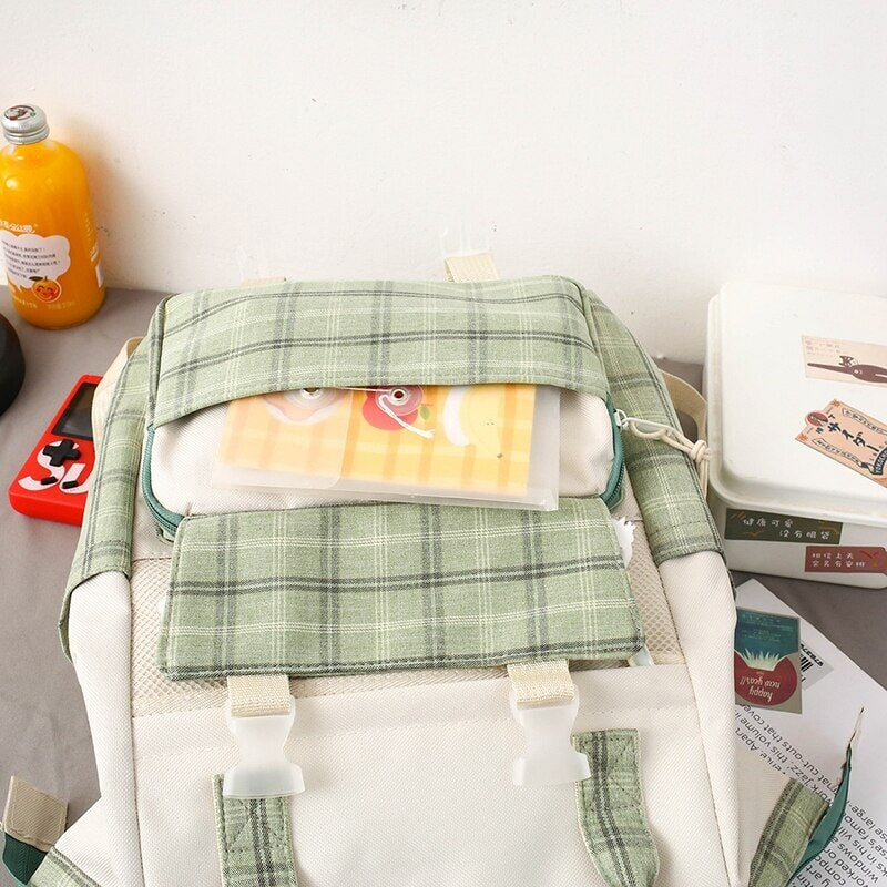 kawaiies-softtoys-plushies-kawaii-plush-Set of 5 Kawaii Plaid Backpack Bag Collection Bag