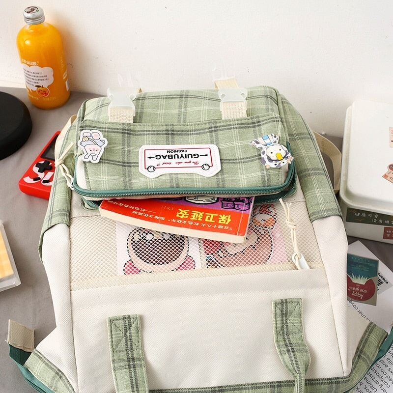 kawaiies-softtoys-plushies-kawaii-plush-Set of 5 Kawaii Plaid Backpack Bag Collection Bag