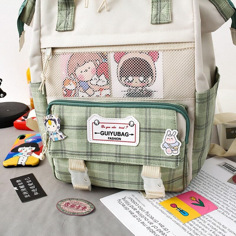 kawaiies-softtoys-plushies-kawaii-plush-Set of 5 Kawaii Plaid Backpack Bag Collection Bag
