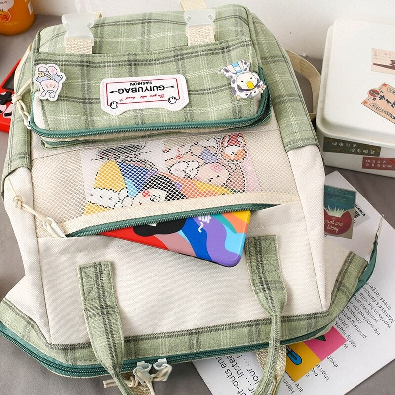 kawaiies-softtoys-plushies-kawaii-plush-Set of 5 Kawaii Plaid Backpack Bag Collection Bag