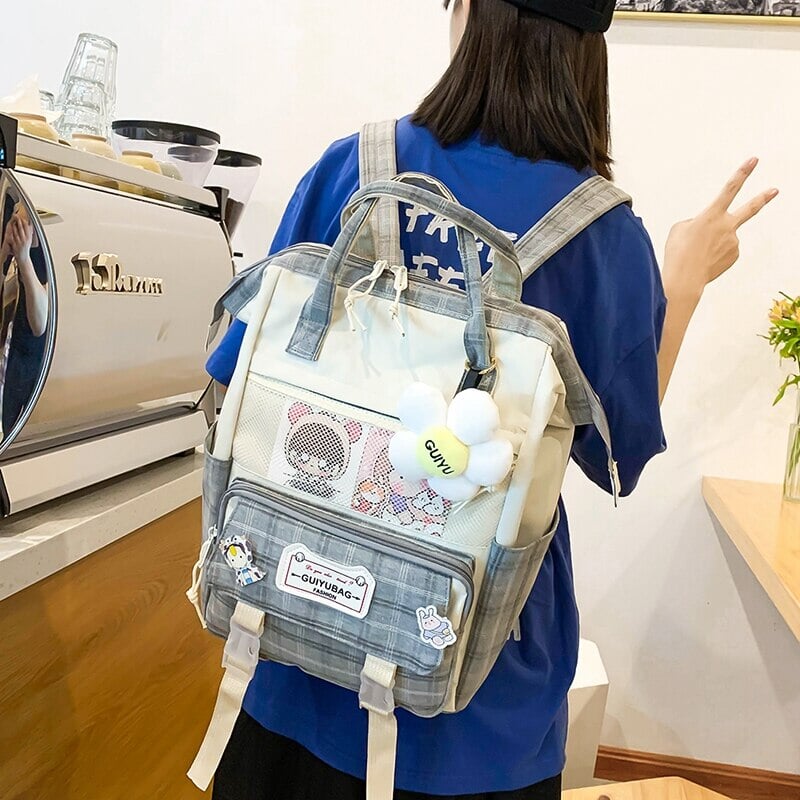 kawaiies-softtoys-plushies-kawaii-plush-Set of 5 Kawaii Plaid Backpack Bag Collection Bag