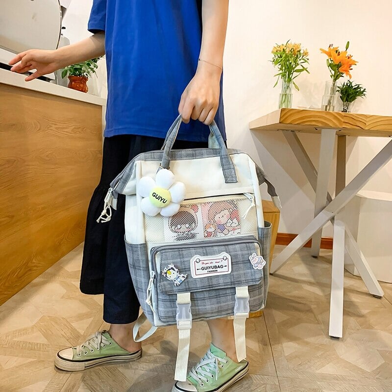 kawaiies-softtoys-plushies-kawaii-plush-Set of 5 Kawaii Plaid Backpack Bag Collection Bag