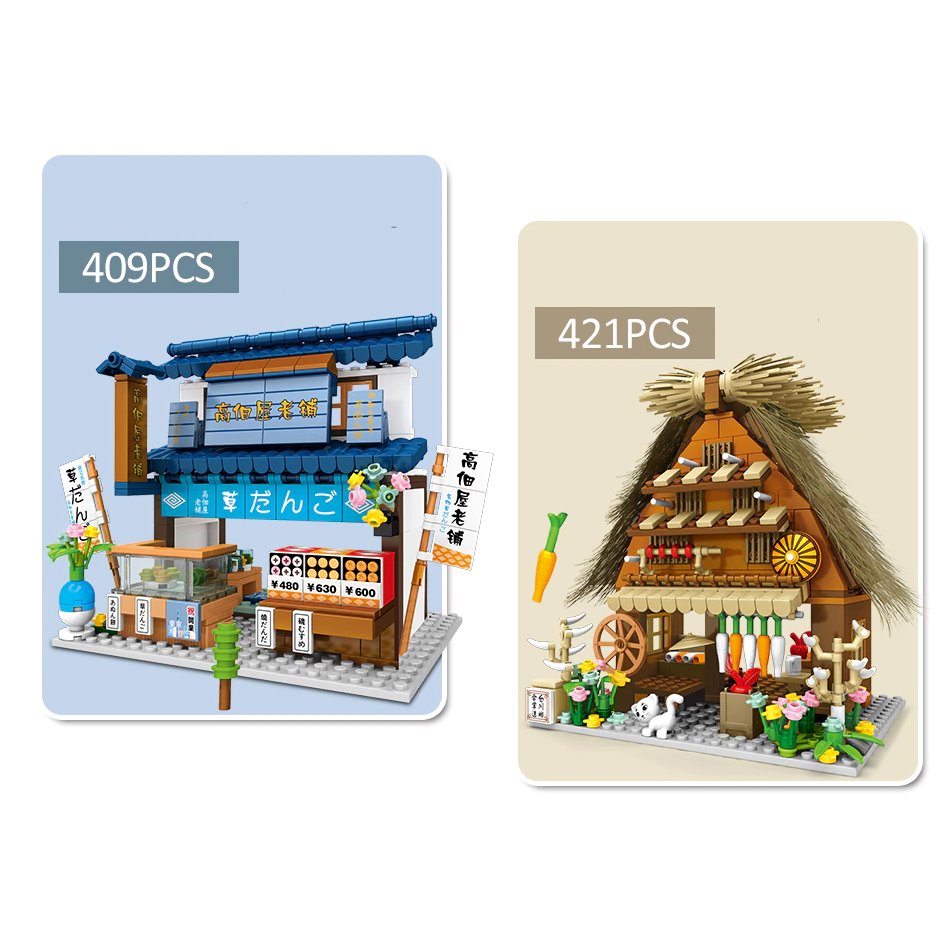 Shirakawa-go Dori Street Japanese Stores Building Sets - Limited Stock - Kawaiies - Adorable - Cute - Plushies - Plush - Kawaii
