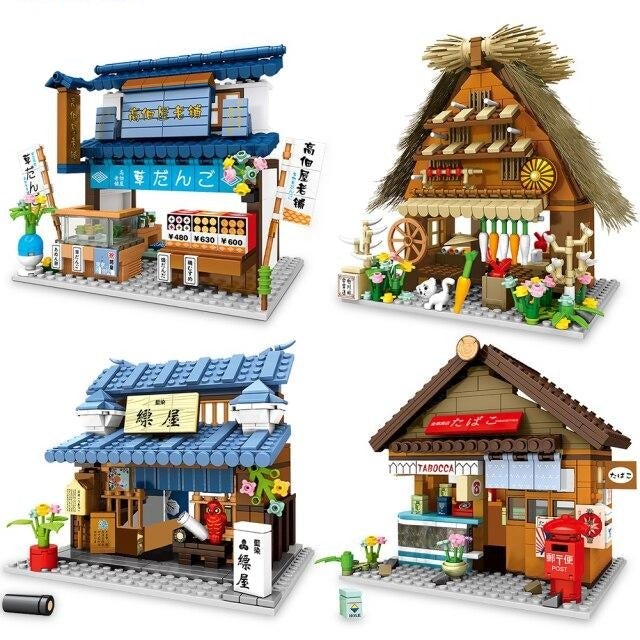 Shirakawa-go Dori Street Japanese Stores Building Sets - Limited Stock - Kawaiies - Adorable - Cute - Plushies - Plush - Kawaii