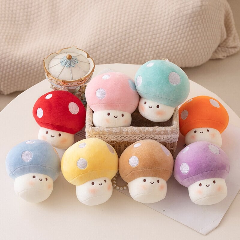 kawaiies-softtoys-plushies-kawaii-plush-Squishy Mushroom Friends Plushie Keychains | NEW Soft toy Set of 8