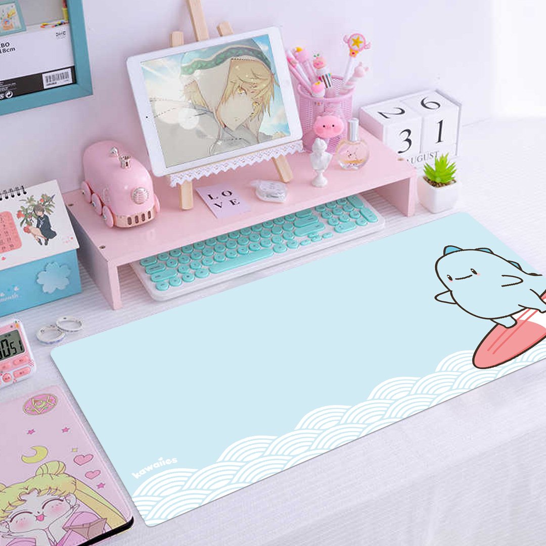 Surf with Big Tato Large Mouse Pad - Kawaiies - Adorable - Cute - Plushies - Plush - Kawaii