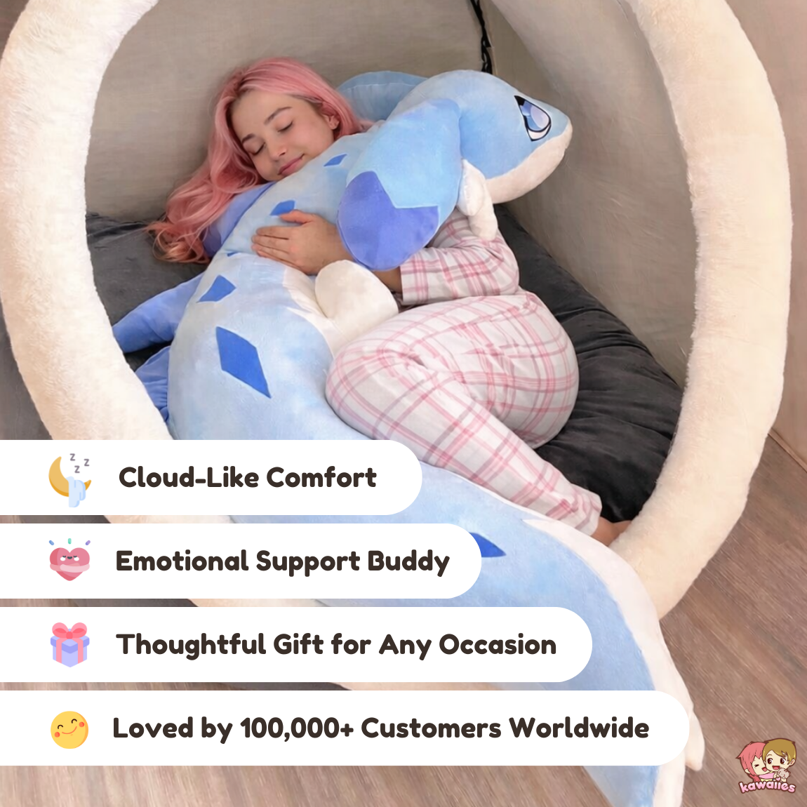 Sofi the Long Kawaii Baby Blue Hybrid Dragon Plushie