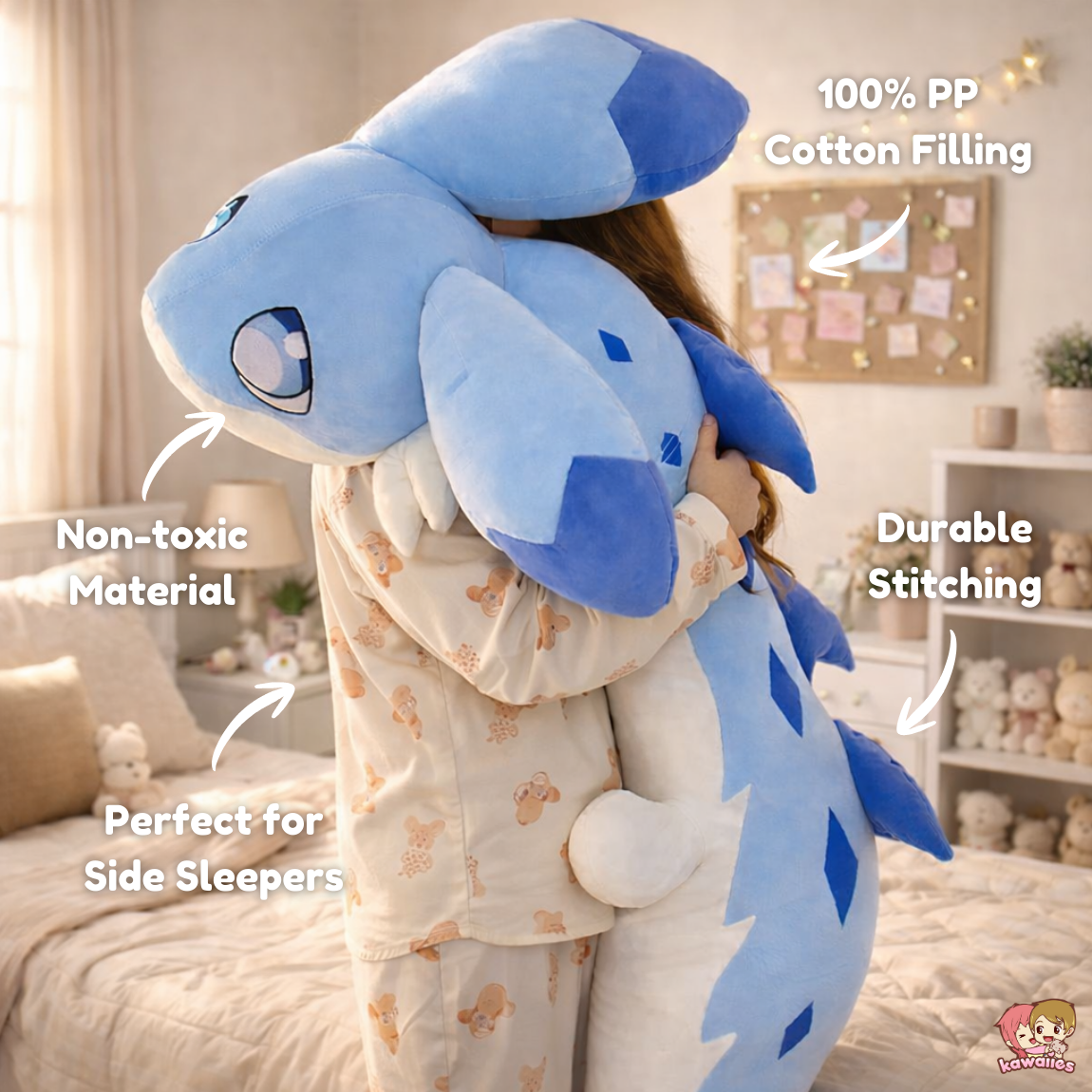Sofi the Long Kawaii Baby Blue Hybrid Dragon Plushie