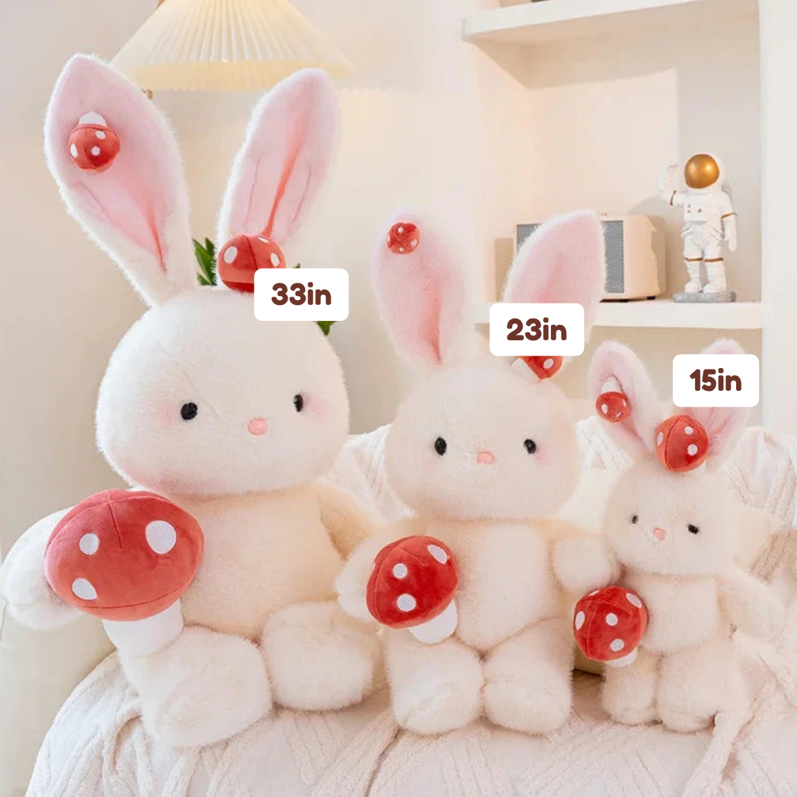 Kawaii White Bunny Mushroom Plushie