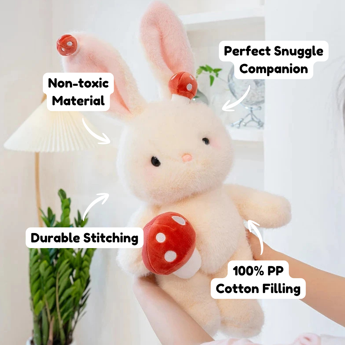 Kawaii White Bunny Mushroom Plushie