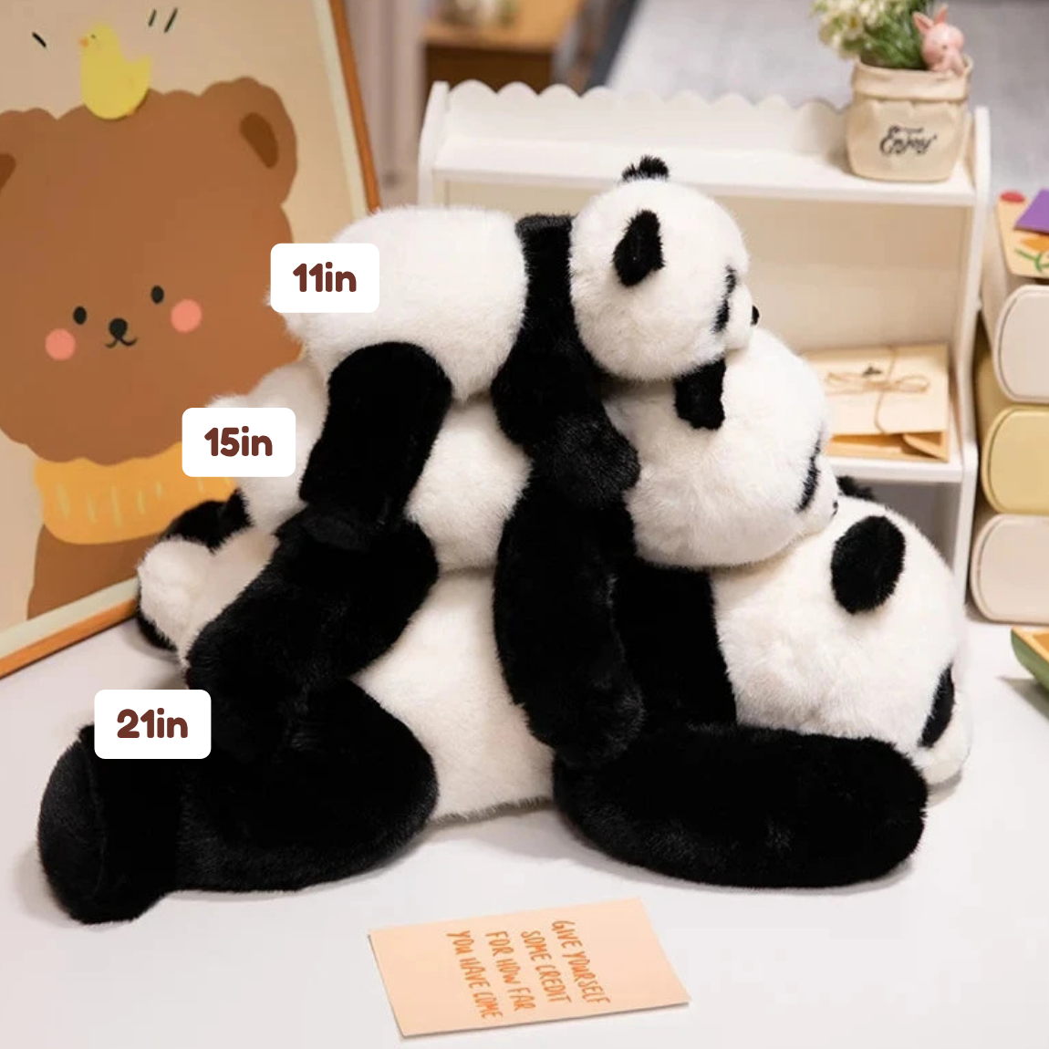 Kawaii Fuzzy Black Brown Panda Plushies
