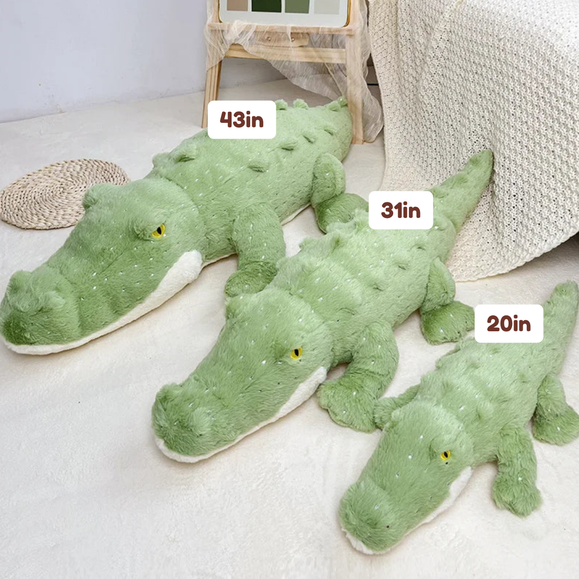 Soft Fluffy Green Crocodile Plush Toy