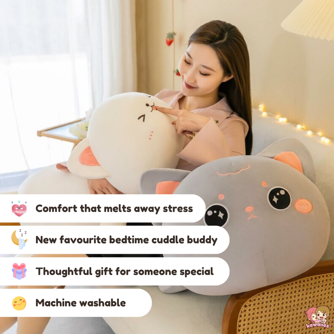 Momo & Nala the Kawaii Laying Cat Plushies