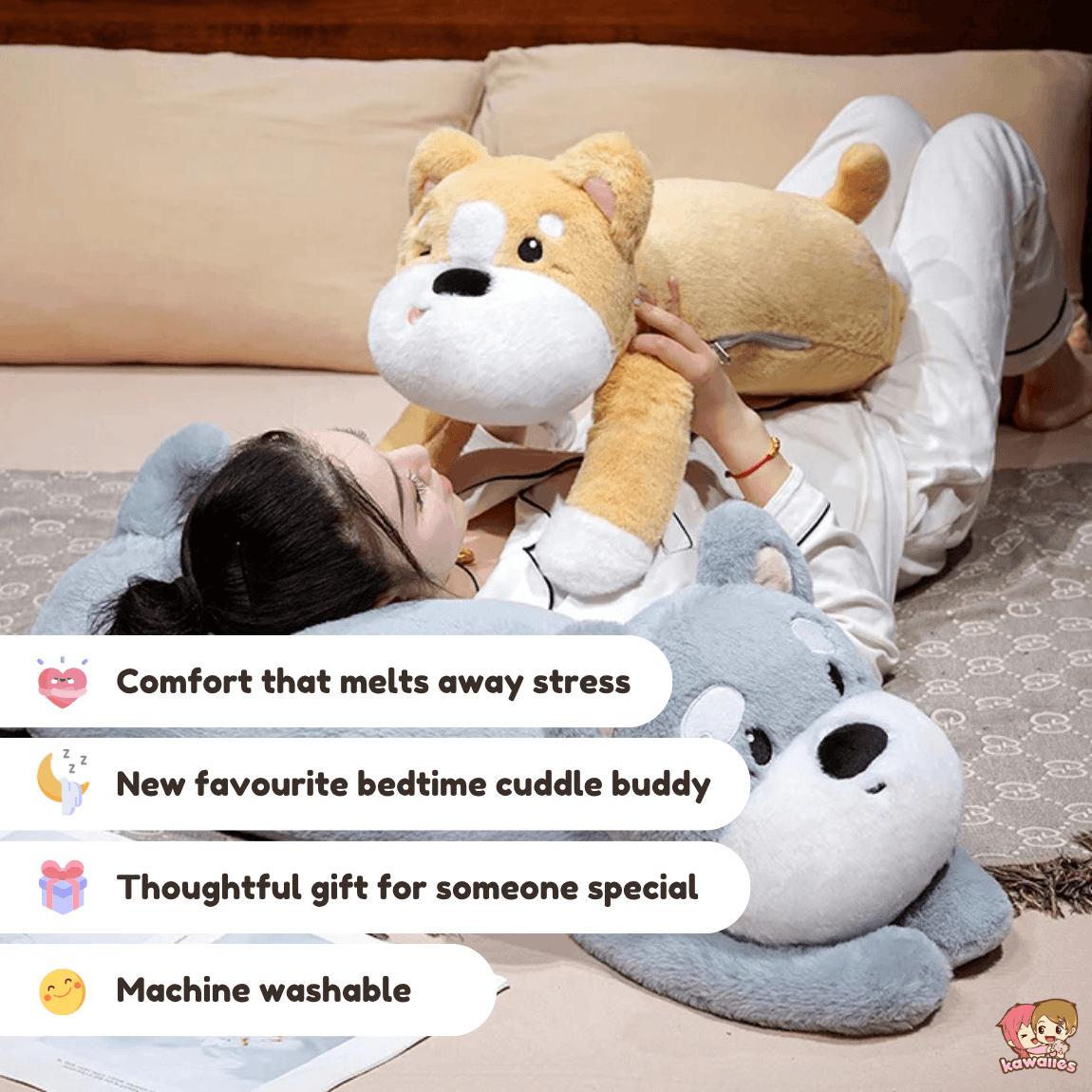 Kawaiies Collection - Soft toy - Sweet Laying Husky Dog Plush