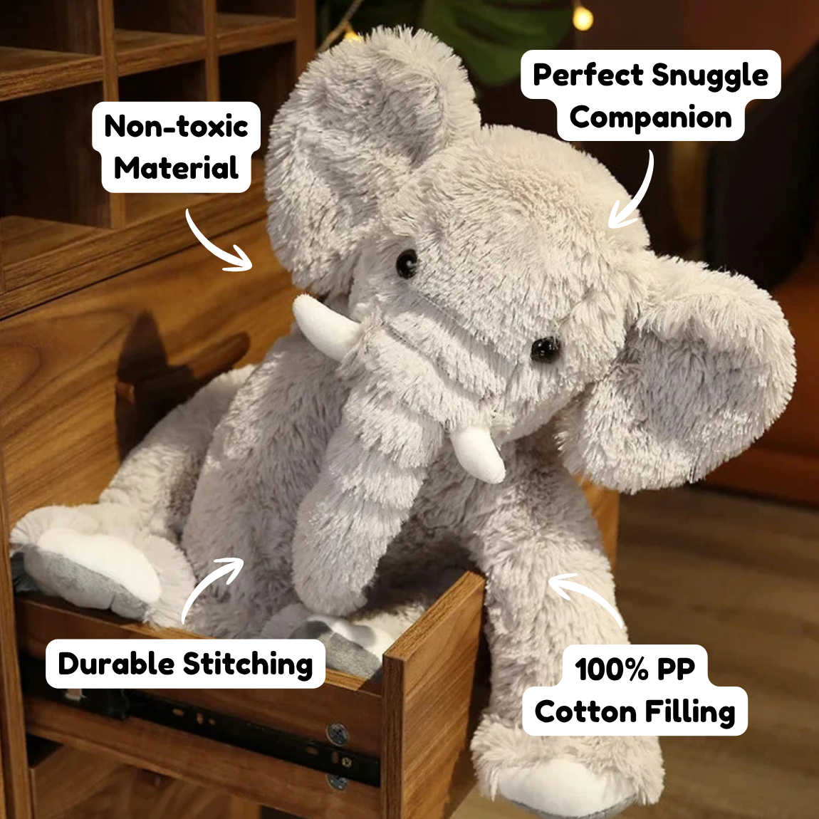 Kawaii Fluffy Elephant Plush Family