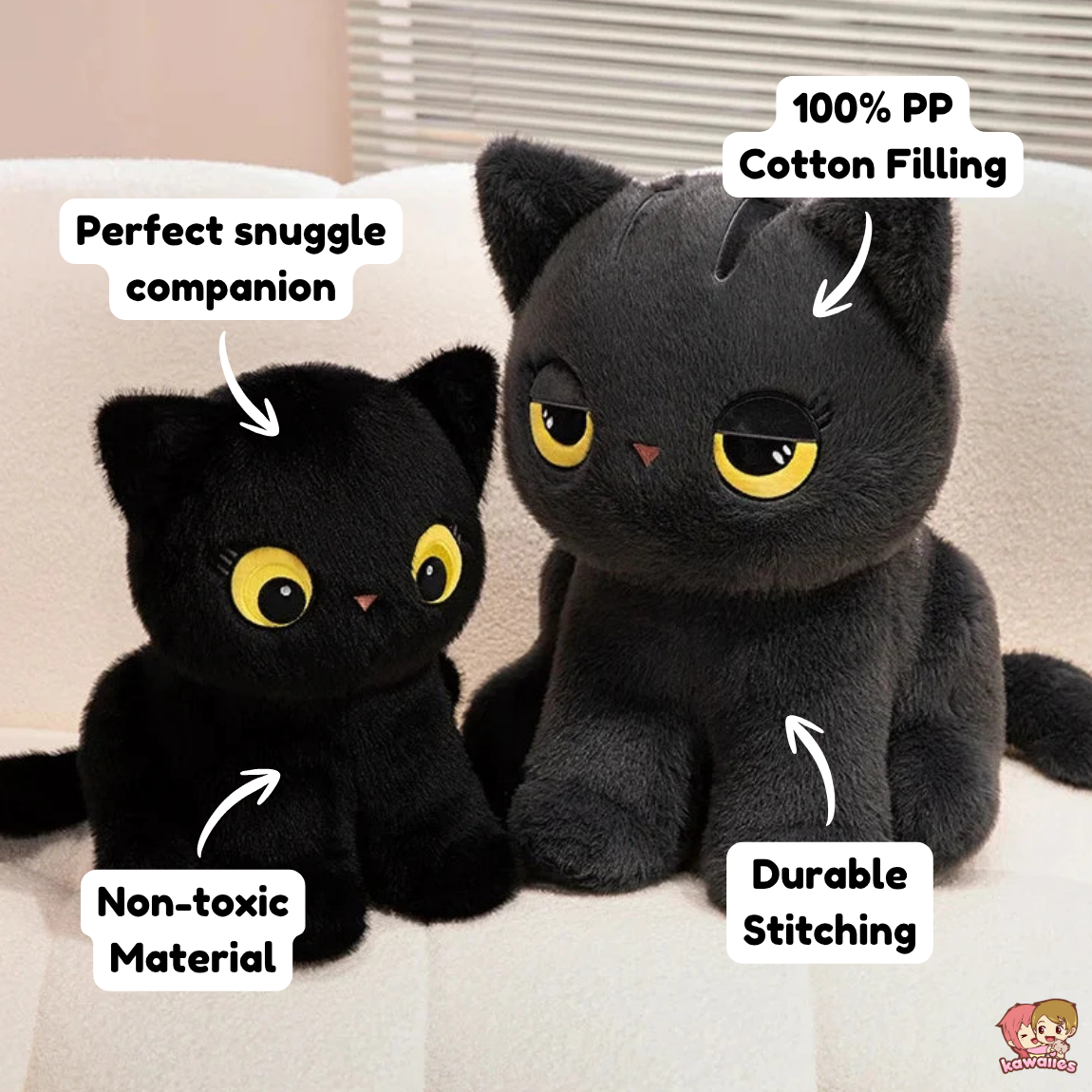 Luna & Misty the Fluffy Sitting Cat Plushies