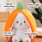 Kawaiies Collection - Soft toy - Fluffy Strawberry Carrot Bunny Zip Up Plushie