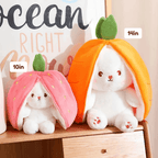 Kawaiies Collection - Soft toy - Fluffy Strawberry Carrot Bunny Zip Up Plushie
