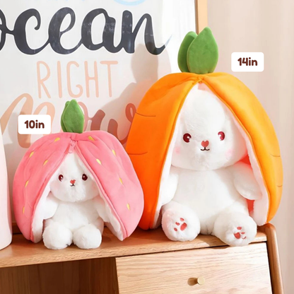 Fluffy Strawberry Carrot Bunny Zip Up Plushie
