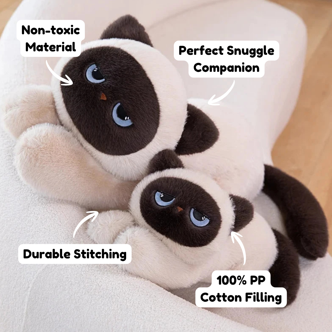 Momo the Long Kawaii Siamese Cat Plush