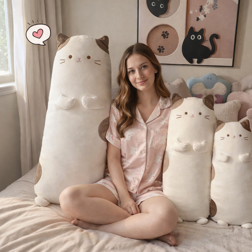 Mochi the Long Snuggly Spotted Cat Plush