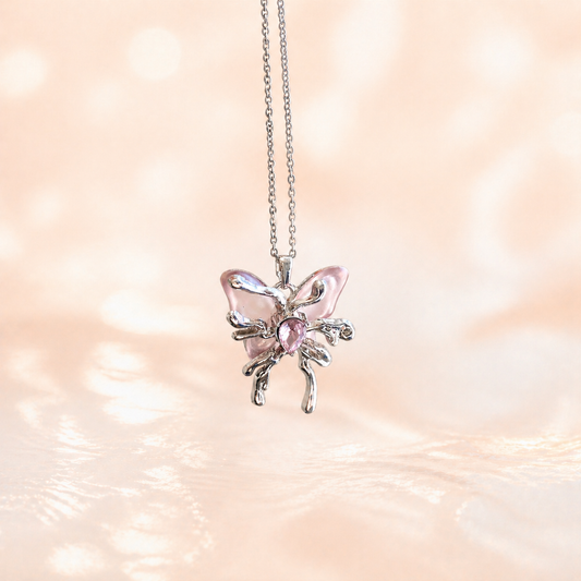 Blush Flutter Bow Butterfly Necklace