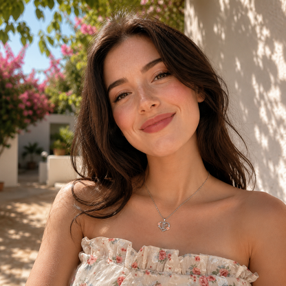 Bloom Heart Initial Silver Women's Necklace