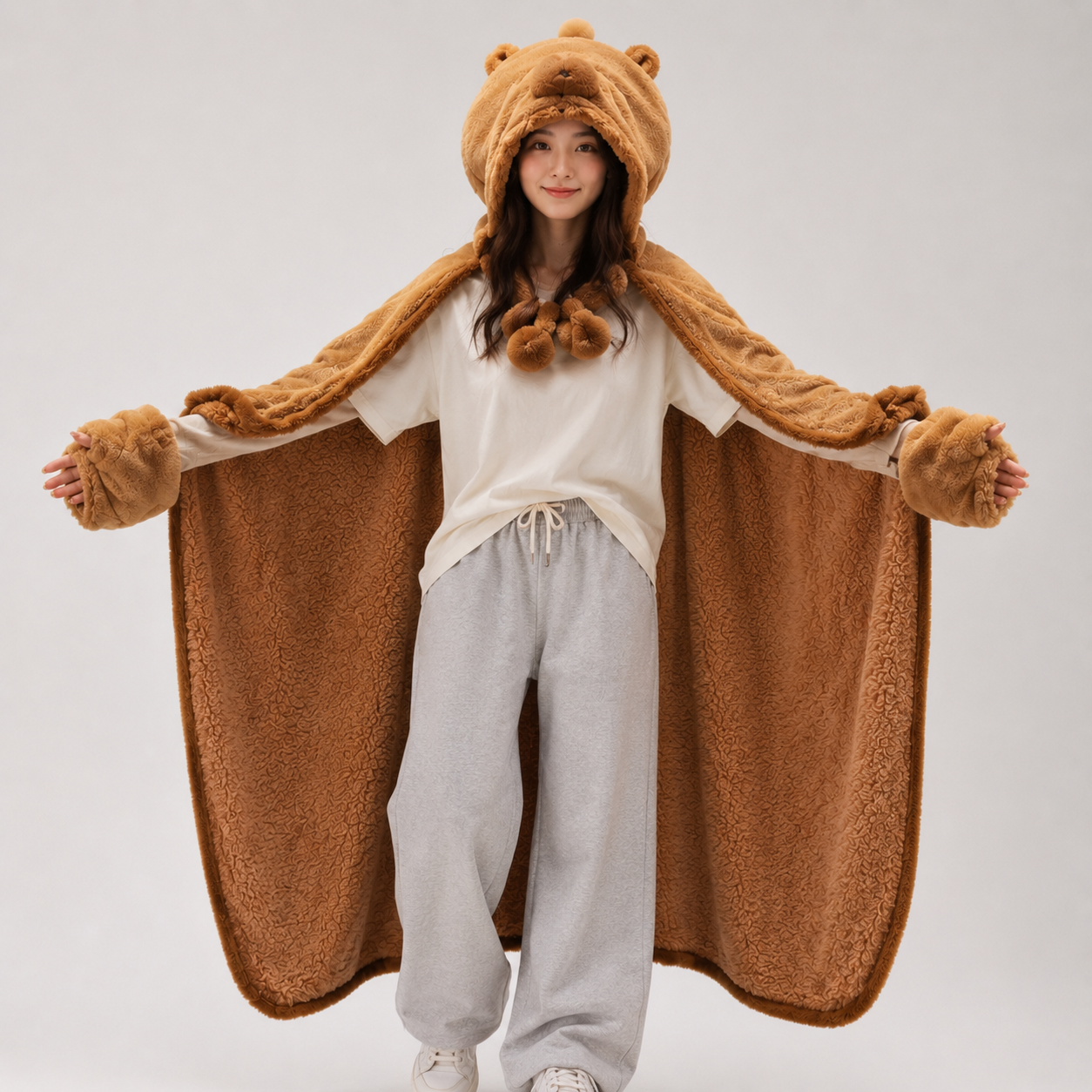 Fluffy Capybara Cloak Hooded Blanket Cape