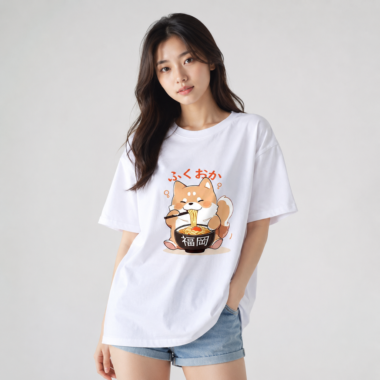 Cute Shiba Inu Slurping Ramen Unisex Tee