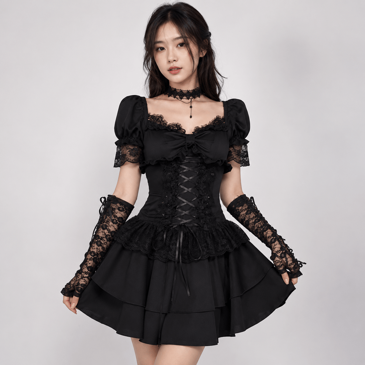 Kawaiies Collection - Apparel - Midnight Lace Corset Gothic Women's Dress