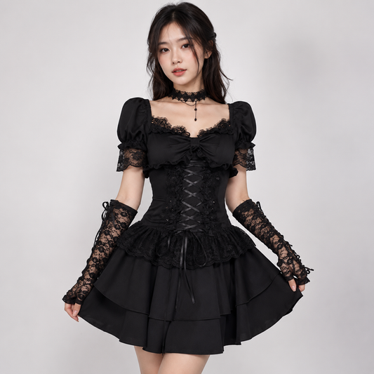 Midnight Lace Corset Gothic Women's Dress
