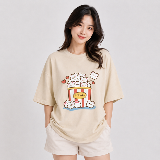 Cute Kawaii White Bear Popcorn Unisex Tee