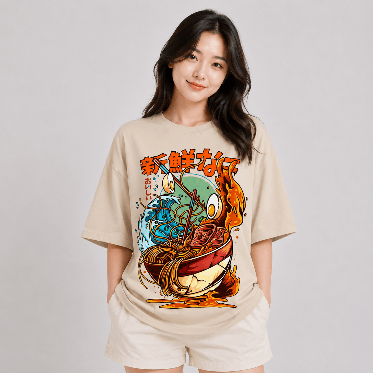 Kawaiies Collection - Apparel - Flaming Hot Wagyu Ramen Unisex Cotton Tee