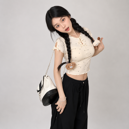 Sweet Polka Bow Baby Cream Women's Tee