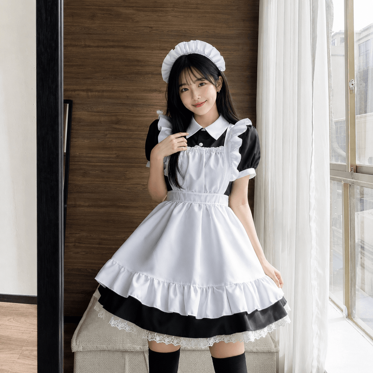 Kawaiies Collection - Apparel - Black White Kawaii Lolita Maid Cosplay Women's Dress