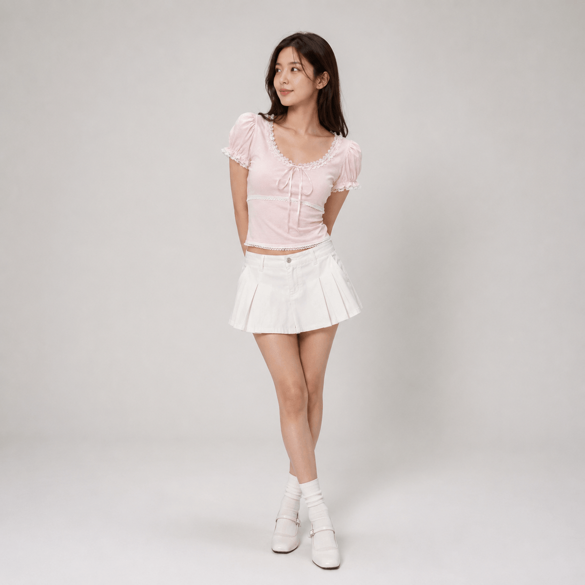 Kawaiies Collection - Apparel - Sweetheart Pink Lace Bow Women's Top