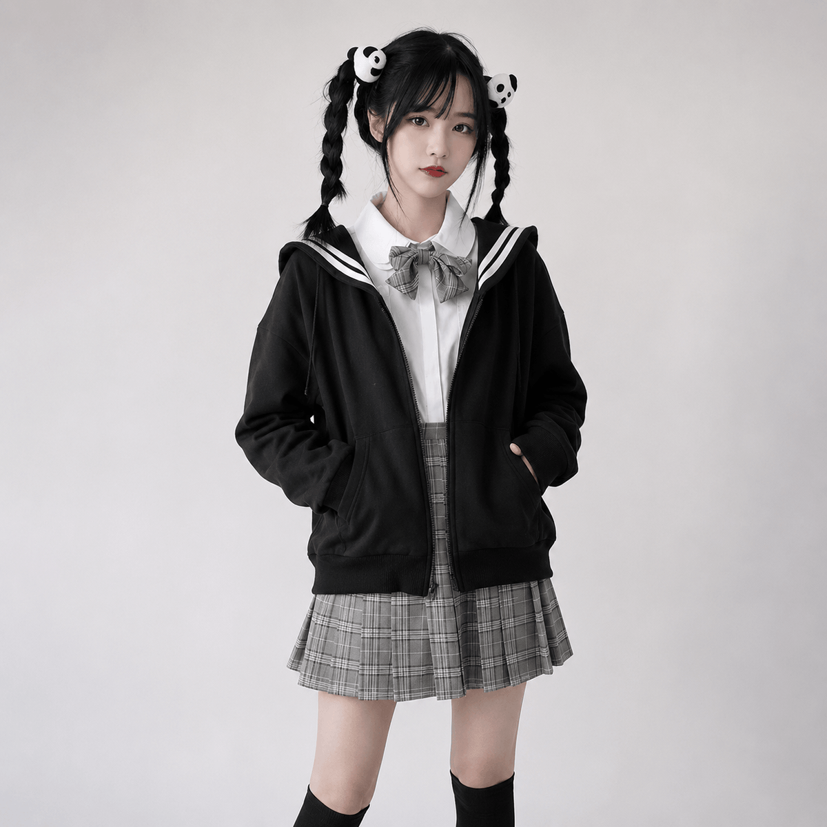 Kawaiies Collection - Apparel - Kawaii Black Sailor Academy Unisex Zip Up Hoodie