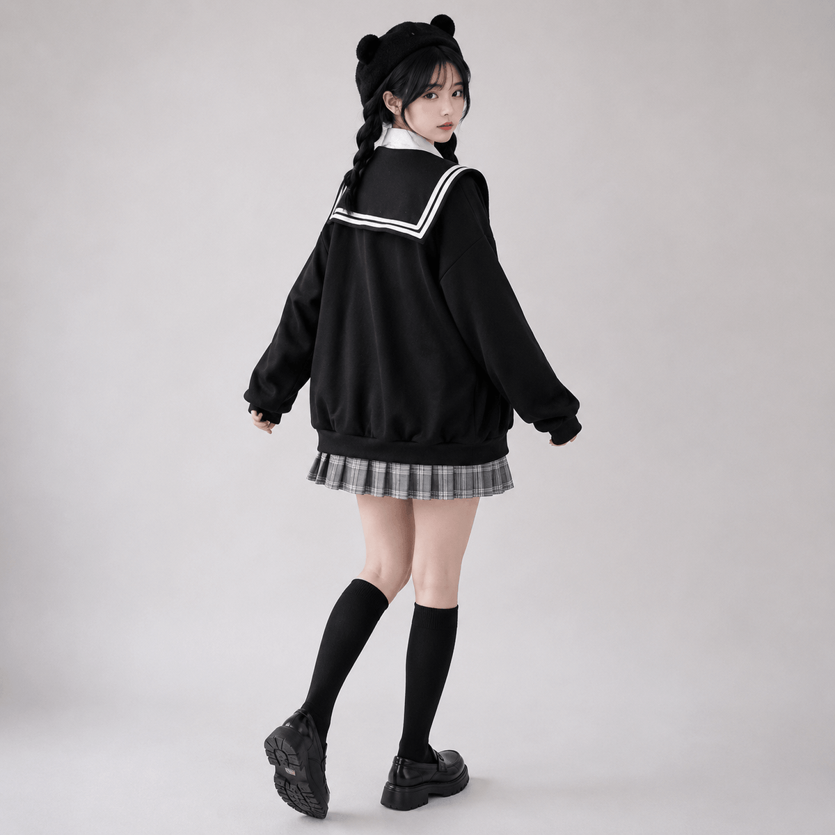 Kawaiies Collection - Apparel - Kawaii Black Sailor Academy Unisex Zip Up Hoodie