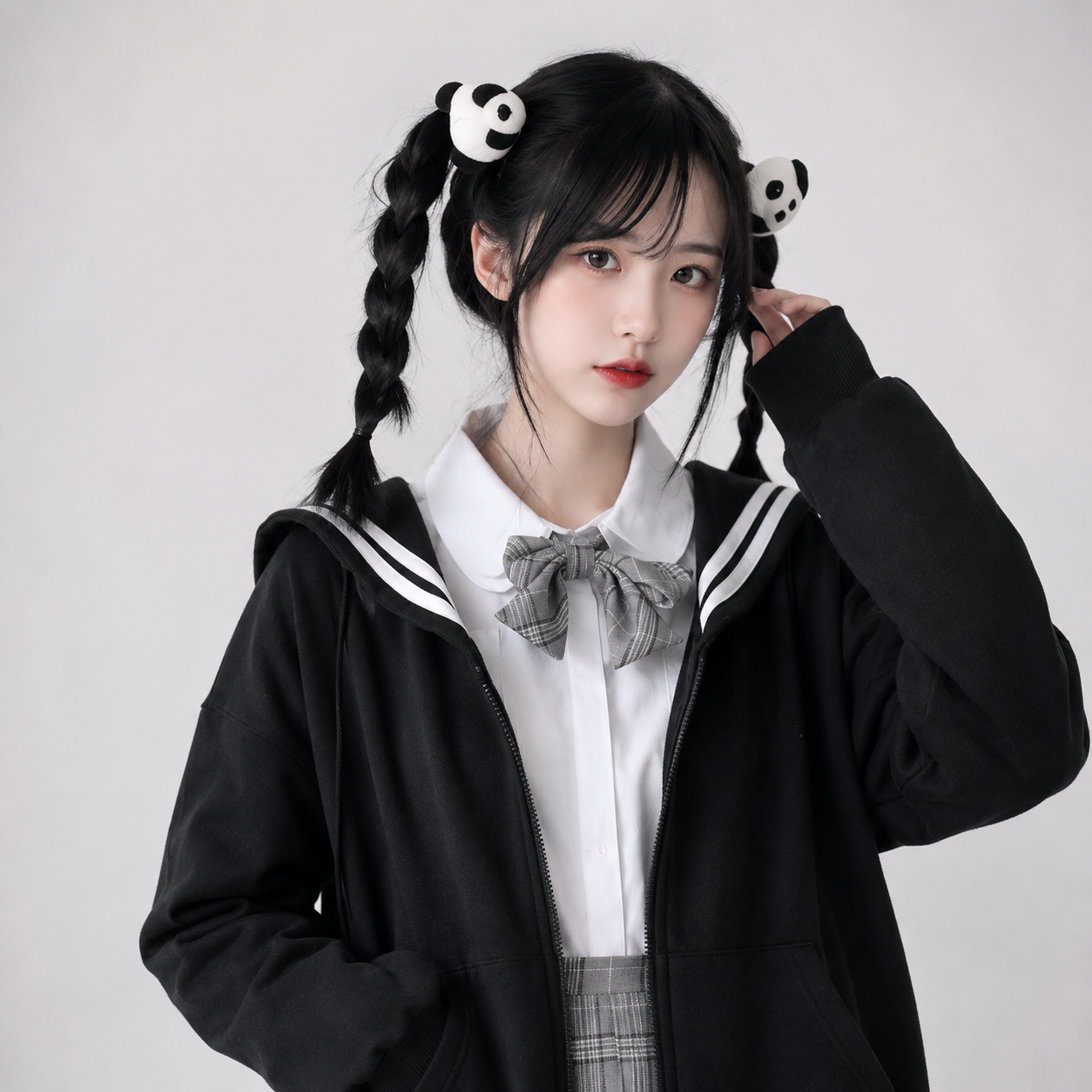 Kawaii Black Sailor Academy Unisex Zip Up Hoodie