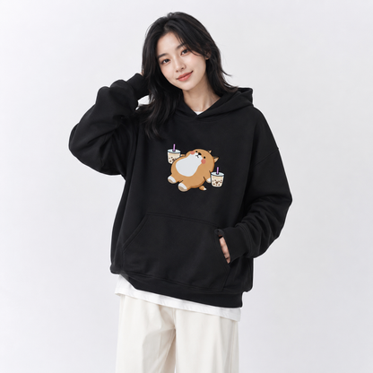 Chubby Shiba Inu Bubble Tea Unisex Hoodie