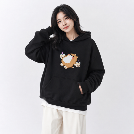 Chubby Shiba Inu Bubble Tea Unisex Hoodie