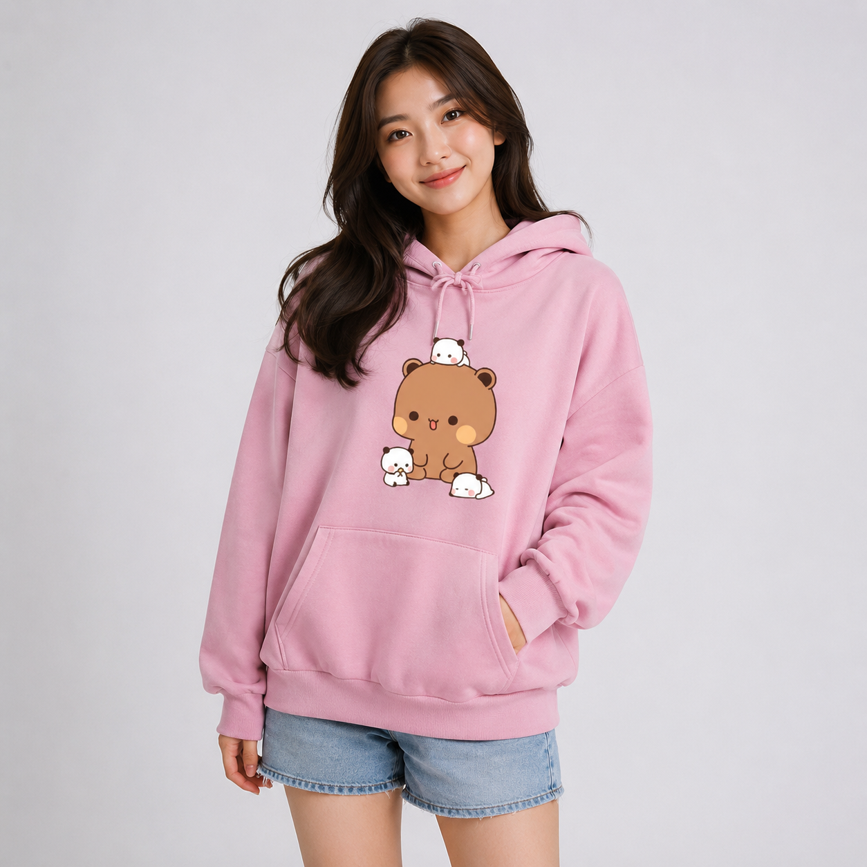Kawaii Brown Bear Baby Pandas Unisex Hoodie